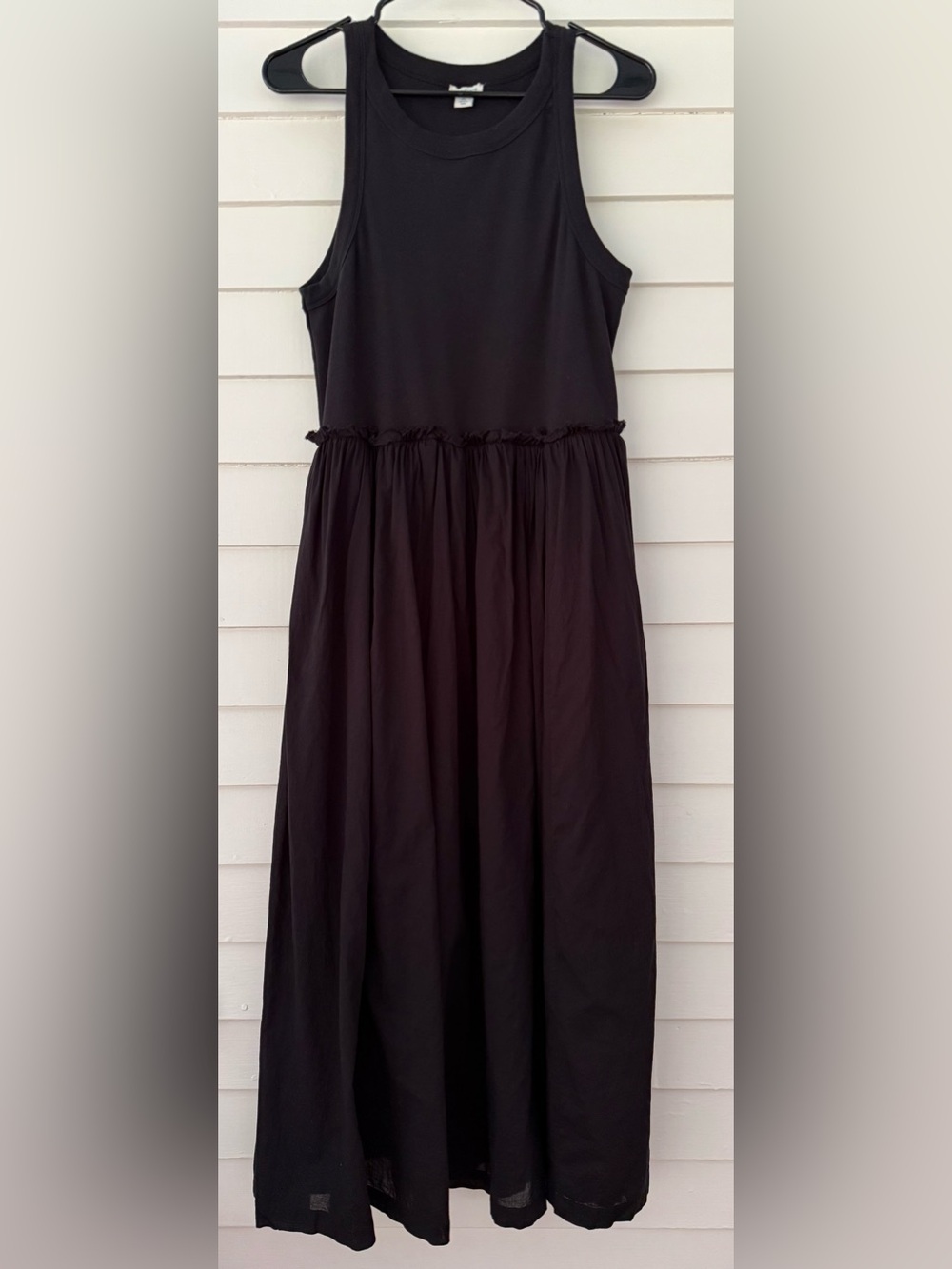 Sundance Black Sleeveless Maxi Dress Soft Tiered Boho Minimalist PL